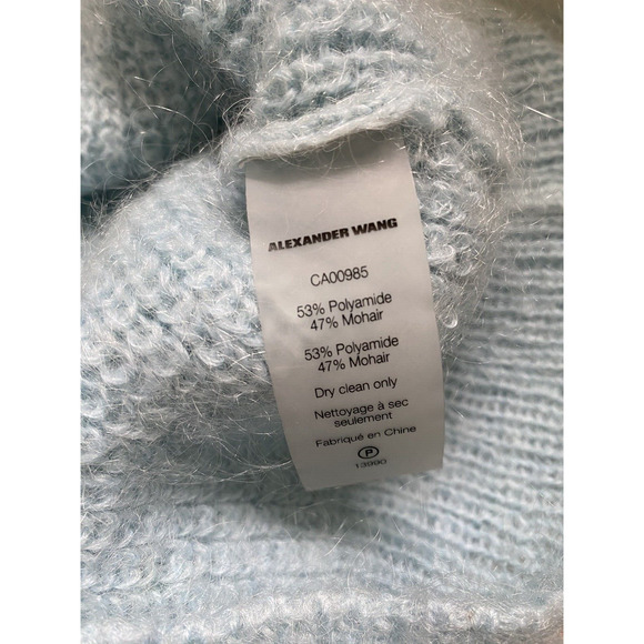 T by Alexander Wang Mohair Knit Crewneck Sweater Glass Light Blue Pullov… - Picture 6 of 7